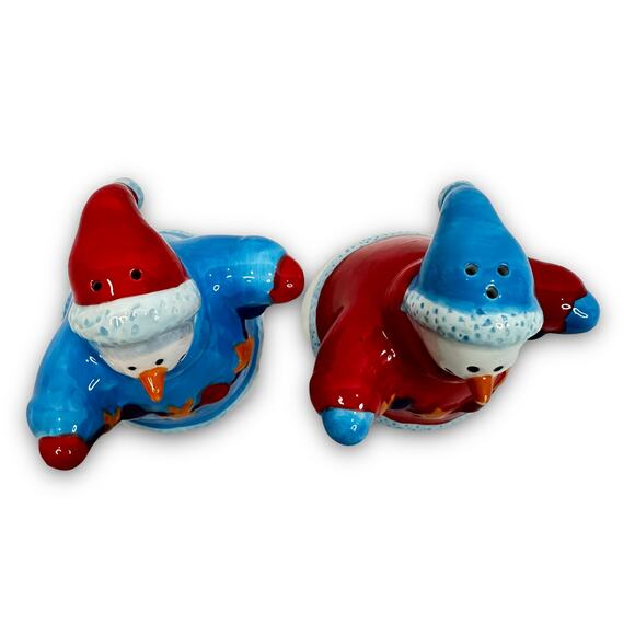 Ceramic Snowman Salt and Pepper Shakers Winter Christmas Kitchen Accents 4 Inch - Picture 3 of 4